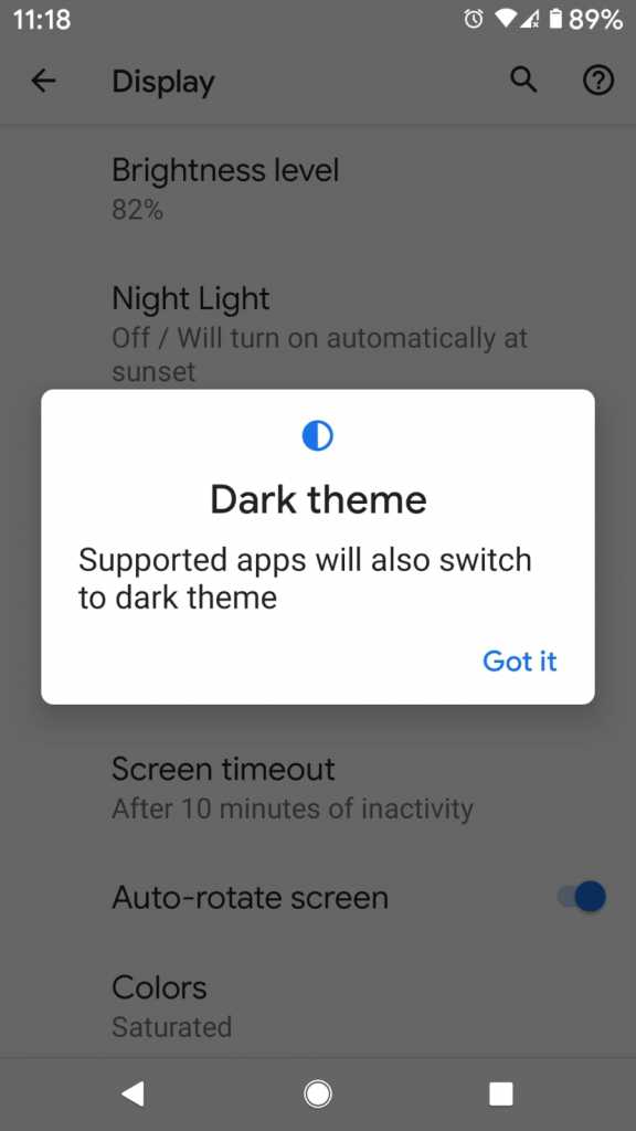 Android 10 Dark Theme