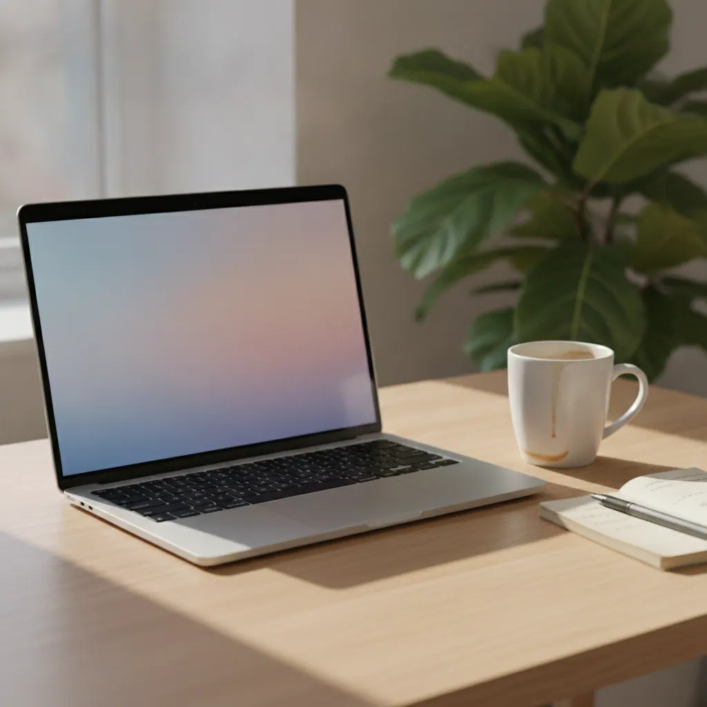 Apple MacBook Air M5 2026 laptop open on a desk next to a coffee cup in a UK home office