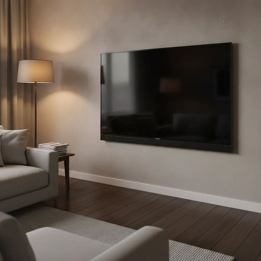 LG C6 OLED TV mounted on a wall in a UK living room showing a bright HDR scene