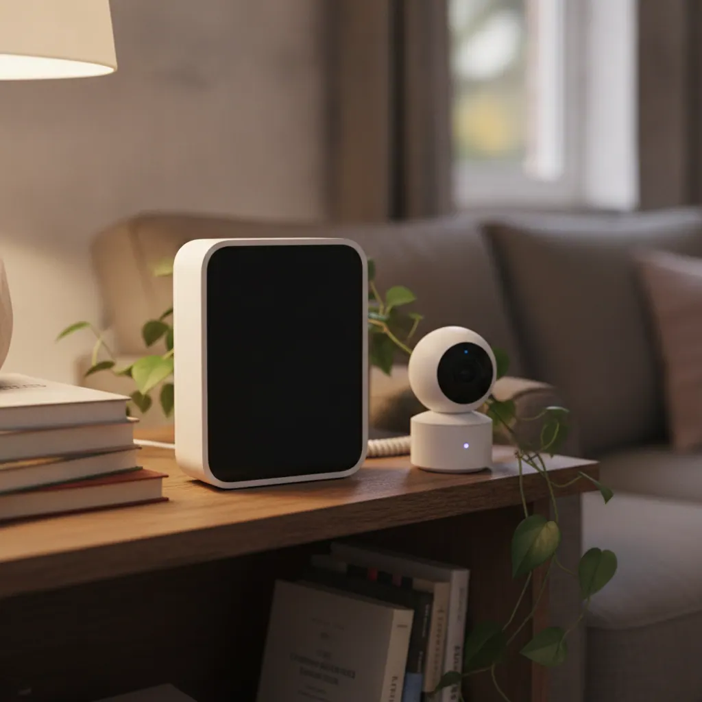 EufyCam S3 Pro two-camera kit with white HomeBase hub on a shelf, cameras mounted outside on a UK house corner