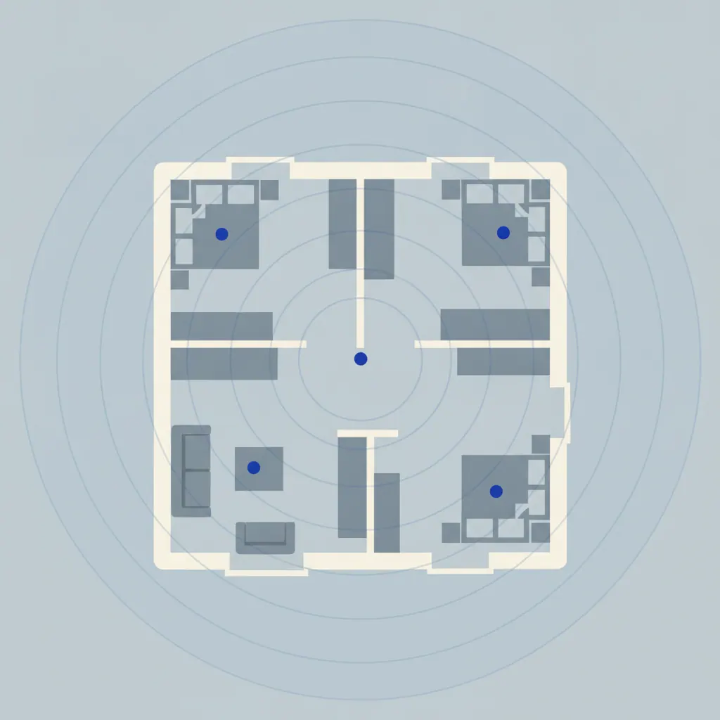Infographic comparing TP-Link Deco, Amazon eero and Netgear Orbi mesh WiFi systems by price, Wi-Fi standard and coverage for UK homes