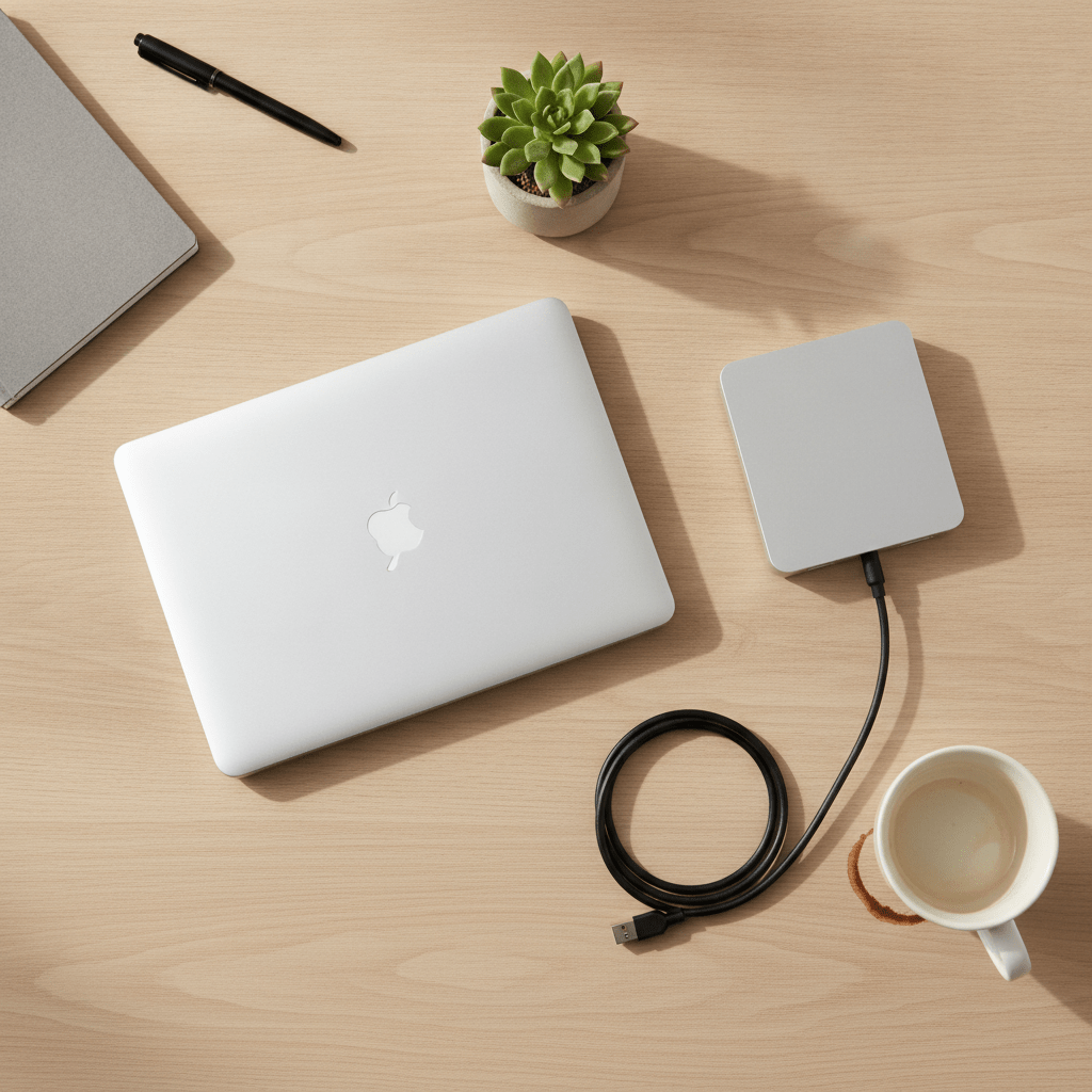 Infographic comparing six MacBook docking stations by price, ports and display support for UK buyers