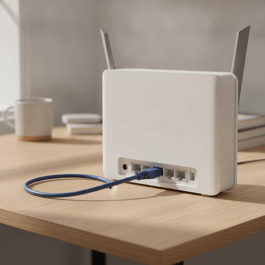 Close-up of BT Smart Hub 3 router showing Wi-Fi 6 antennas and Gigabit Ethernet ports
