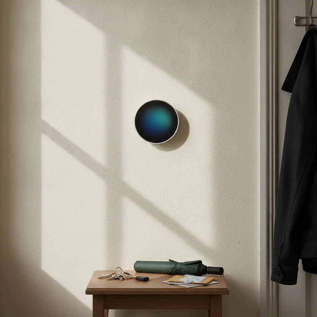 Hive, Tado and Google Nest smart thermostats mounted side by side on a wall in a UK living room, each showing its display screen