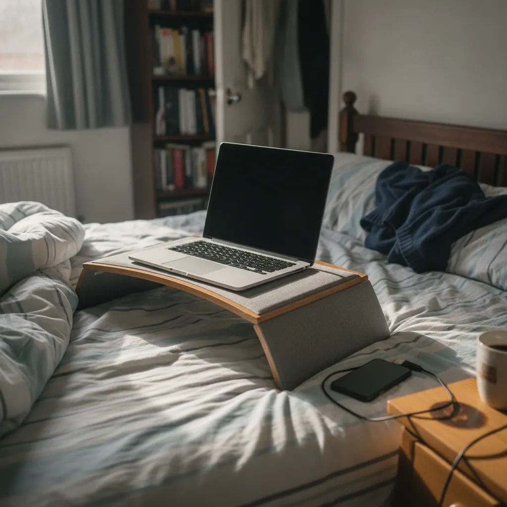 Surfshark VPN app open on a laptop and smartphone screen in a UK living room, September 2026