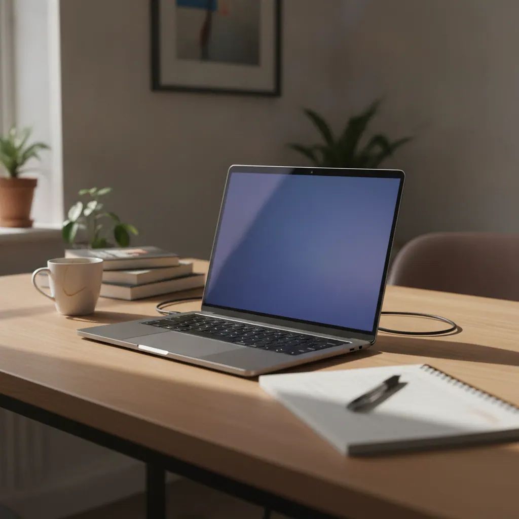 NordVPN app open on a laptop showing a UK server connection selected, used by a remote worker at a home desk